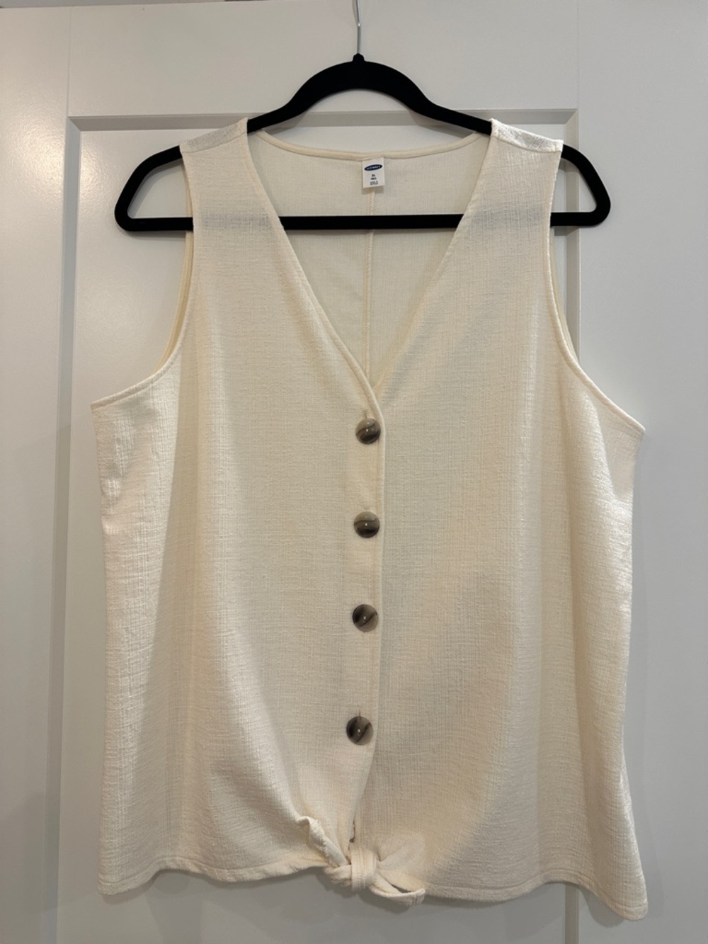 Old Navy Cream Button-Front Tank Top with Front Knot
